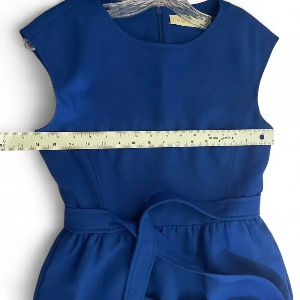 Tory Burch Wool Blend Tiered Tie Waist A-Line Dress in Blue Size 0